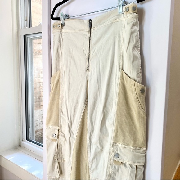 New Free People Fast Track Cargo Utility Pants Baggy Slouch FP Movement Cream - Picture 6 of 11